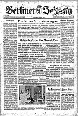 Berliner Zeitung Online-Archiv vom 31.08.1947