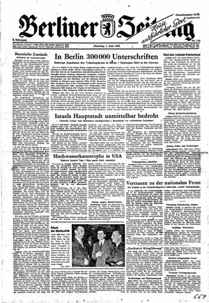 Berliner Zeitung Online-Archiv vom 01.06.1948