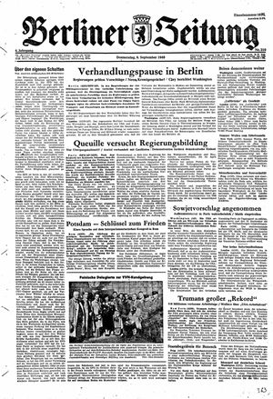 Berliner Zeitung Online-Archiv vom 09.09.1948