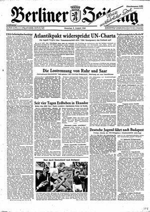 Berliner Zeitung Online-Archiv vom 09.08.1949