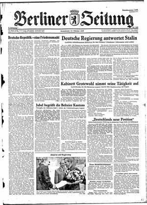 Berliner Zeitung Online-Archiv vom 15.10.1949