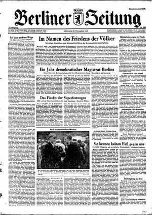 Berliner Zeitung Online-Archiv vom 30.11.1949