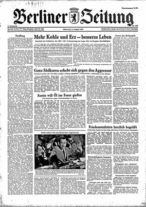 Berliner Zeitung Online-Archiv vom 09.08.1950