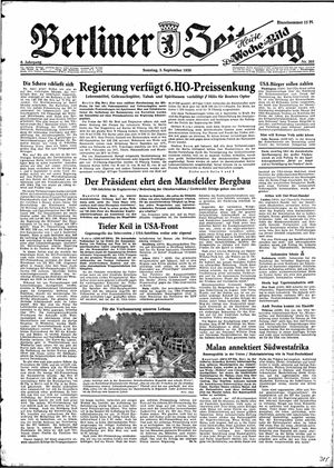 Berliner Zeitung Online-Archiv vom 03.09.1950