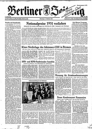 Berliner Zeitung Online-Archiv vom 09.10.1951