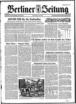 Berliner Zeitung Online-Archiv vom 31.07.1952
