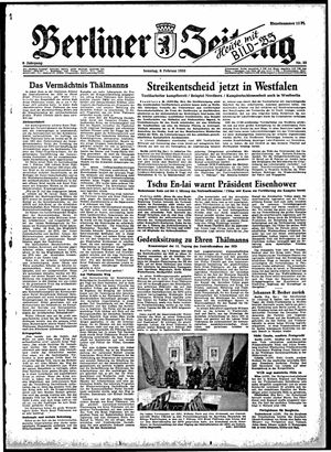 Berliner Zeitung Online-Archiv vom 08.02.1953