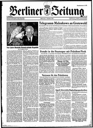 Berliner Zeitung Online-Archiv vom 07.10.1953