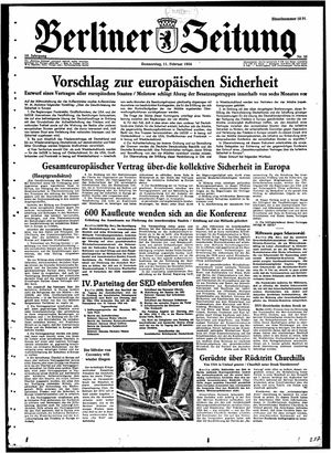 Berliner Zeitung Online-Archiv vom 11.02.1954
