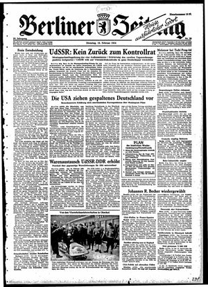 Berliner Zeitung Online-Archiv vom 16.02.1954