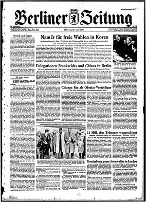 Berliner Zeitung Online-Archiv vom 28.04.1954