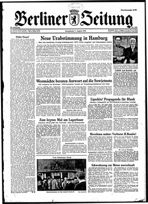Berliner Zeitung Online-Archiv vom 07.08.1954