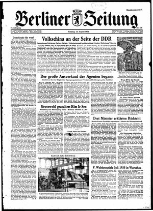 Berliner Zeitung Online-Archiv vom 15.08.1954