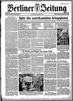 Berliner Zeitung Online-Archiv vom 25.09.1954