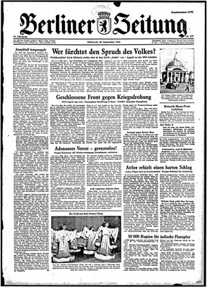 Berliner Zeitung Online-Archiv vom 29.09.1954