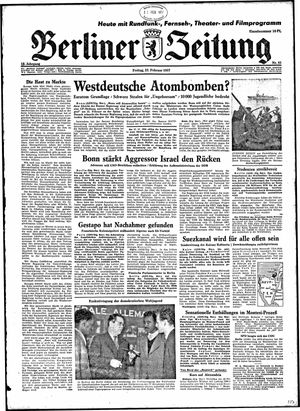 Berliner Zeitung Online-Archiv vom 22.02.1957