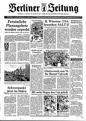 Berliner Zeitung Online-Archiv vom 27.08.1979