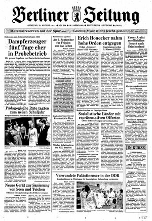Berliner Zeitung Online-Archiv vom 31.08.1982