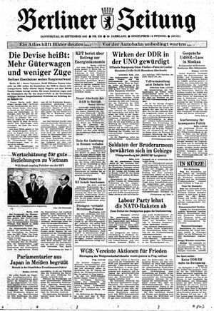 Berliner Zeitung Online-Archiv vom 30.09.1982