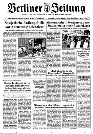 Berliner Zeitung Online-Archiv vom 04.04.1983