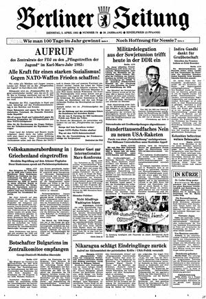 Berliner Zeitung Online-Archiv vom 05.04.1983