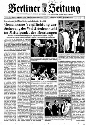 Berliner Zeitung Online-Archiv vom 16.04.1983