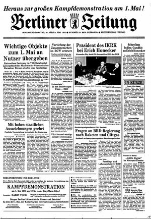 Berliner Zeitung Online-Archiv vom 30.04.1983