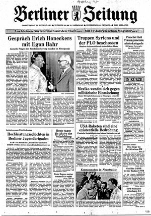 Berliner Zeitung Online-Archiv vom 25.08.1983