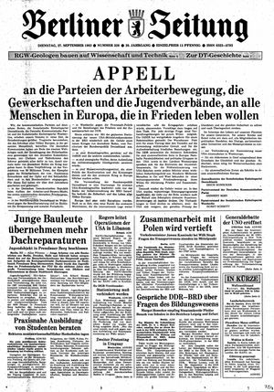 Berliner Zeitung Online-Archiv vom 27.09.1983