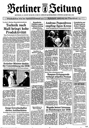 Berliner Zeitung Online-Archiv vom 15.08.1984