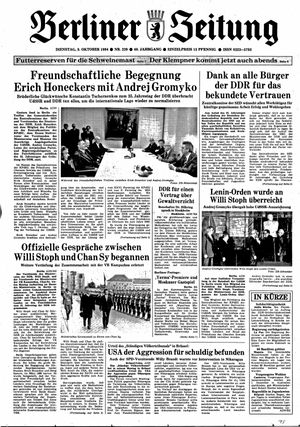 Berliner Zeitung Online-Archiv on Oct 9, 1984
