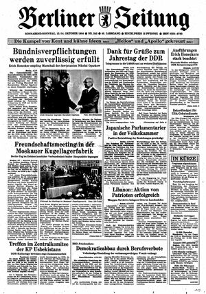 Berliner Zeitung Online-Archiv vom 13.10.1984