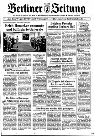 Berliner Zeitung Online-Archiv vom 22.02.1989