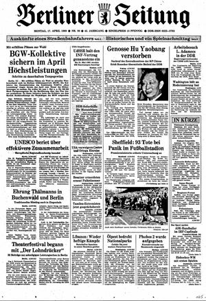 Berliner Zeitung Online-Archiv vom 17.04.1989