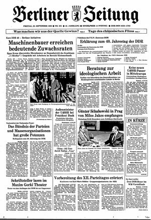 Berliner Zeitung Online-Archiv vom 22.09.1989
