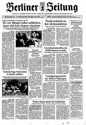Berliner Zeitung Online-Archiv vom 17.10.1989