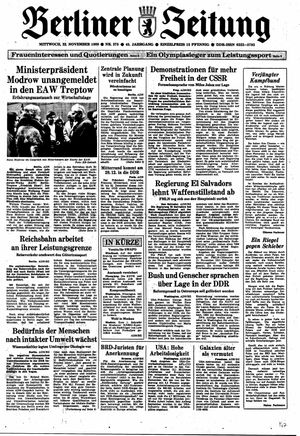 Berliner Zeitung Online-Archiv vom 22.11.1989