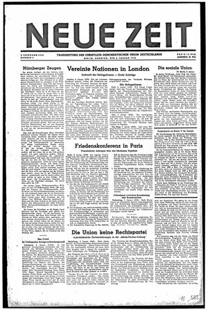 Neue Zeit Online-Archiv vom 06.01.1946