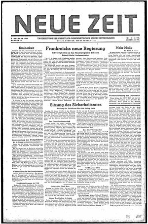 Neue Zeit Online-Archiv vom 27.01.1946