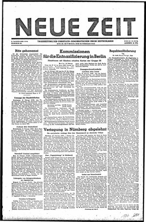Neue Zeit Online-Archiv vom 20.02.1946