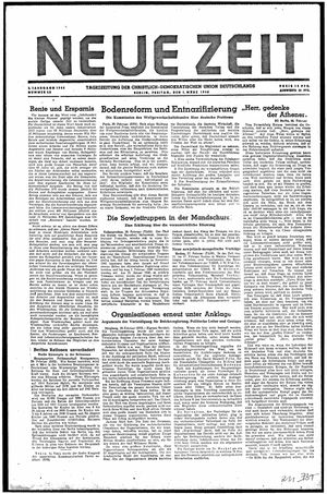 Neue Zeit Online-Archiv vom 01.03.1946