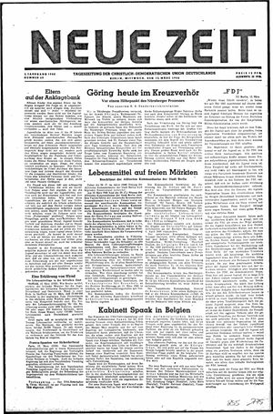 Neue Zeit Online-Archiv vom 13.03.1946