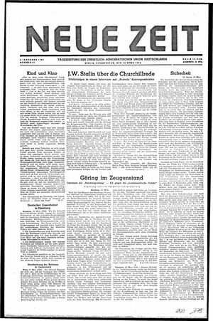 Neue Zeit Online-Archiv vom 14.03.1946