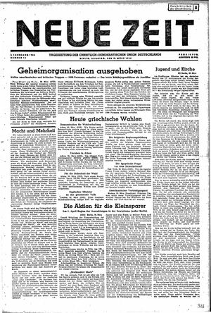 Neue Zeit Online-Archiv vom 31.03.1946