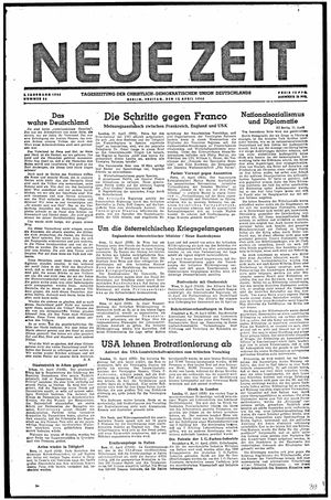 Neue Zeit Online-Archiv vom 12.04.1946