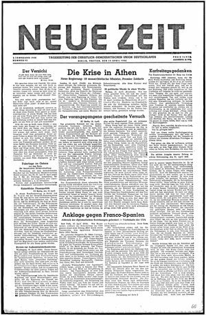 Neue Zeit Online-Archiv vom 19.04.1946