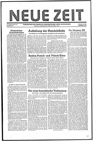 Neue Zeit Online-Archiv vom 25.04.1946