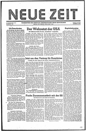 Neue Zeit Online-Archiv vom 08.05.1946