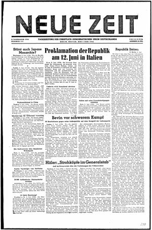 Neue Zeit Online-Archiv vom 07.06.1946