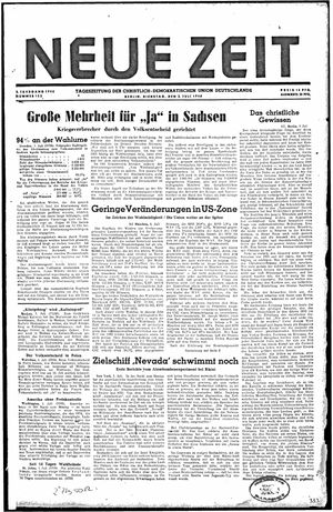 Neue Zeit Online-Archiv vom 02.07.1946